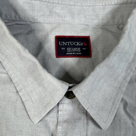 Untuckit Mens Light Gray Long Sleeve Button Up Dress Shirt Size XXL - Picture 2 of 4